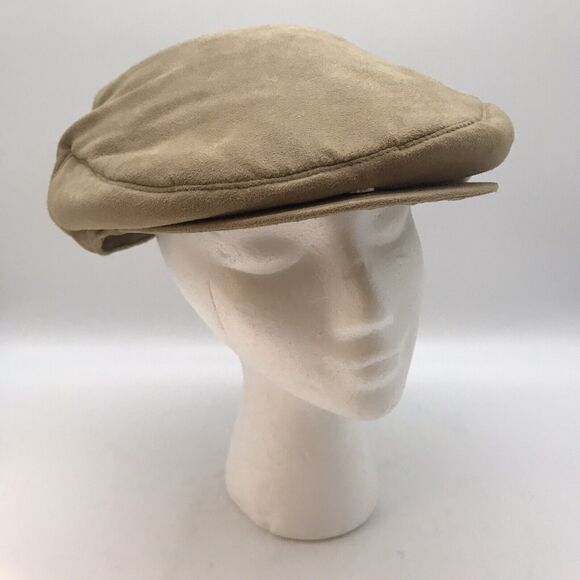 Xhilaration Newsboy Cap Womens OSFM Khaki Faux Suede Flat Cabbie Hat Appx. 21 in - Picture 1 of 9